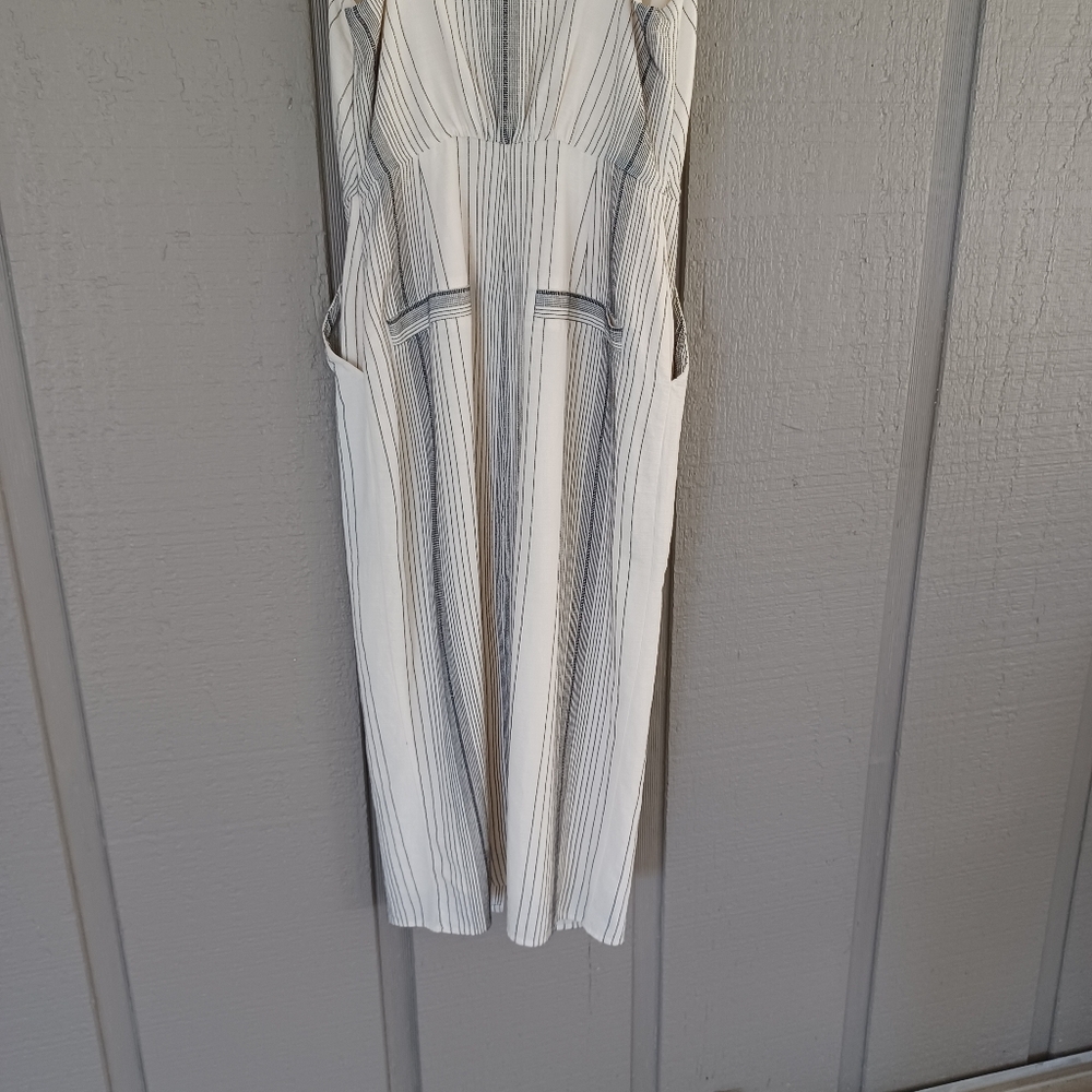 Reiss Kay Stripe Midi Dress Size 2 Women Preppy Sleeveless Pockets Cotton Blend - Picture 8 of 16